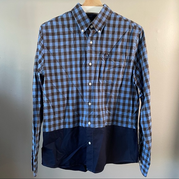 Color Block Gingham Check Shirt - Picture 1 of 4